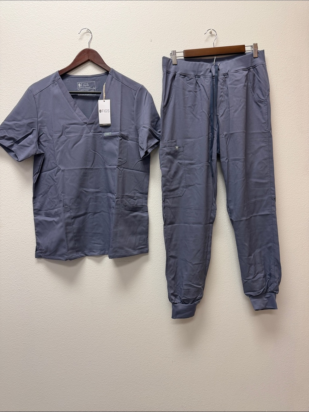 Figs Slate Blue V-Neck Scrub Top and Joggers Set